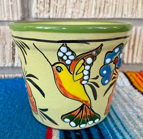 Mexican Ceramic Bird Flower Pot Planter Folk Art Pottery Handmade Talavera #1 - Picture 6 of 11