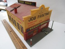 Vintage Built Weathered HO 1/87 City Paper Printing Building For Train Layout