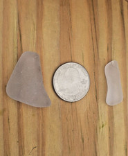  2 Pieces GENUINE BEACH SEA GLASS NATURAL SURF TUMBLED WHITE SHADE OF PURPLE