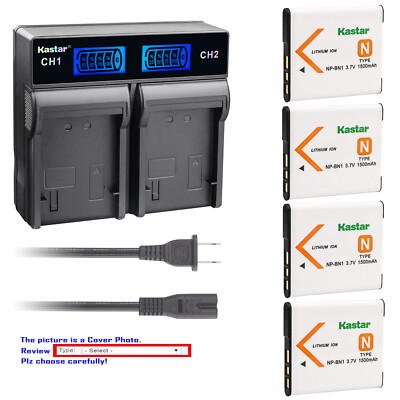 Kastar Battery LCD Rapid Charger for Sony NP-BN1 NPBN1 Sony Cyber-shot DSC-W310