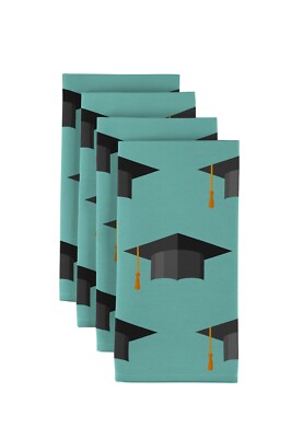Blue Graduation Cap Toss 18'' x 18'' Napkins 1 Dozen