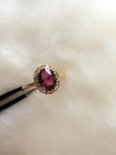 Hallmarked 18ct /18k yellow Gold and natural Tourmaline ring, 1.25ct, UK size i