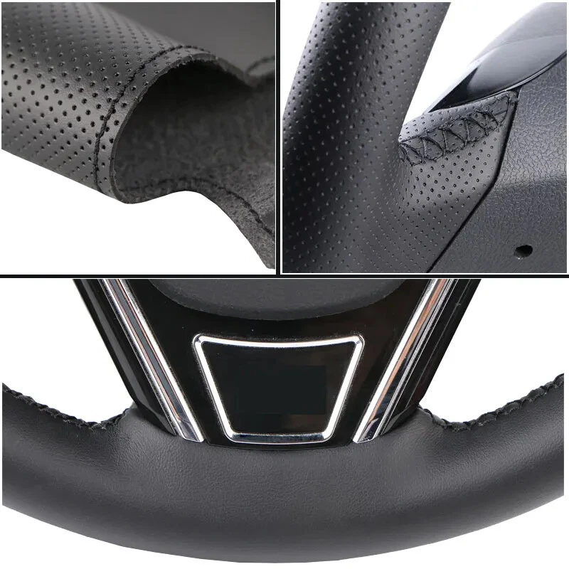 Car Steering Wheel Cover Leather for Ford EcoSport Fiesta 2008-2017 Accessories - Image 4 of 4