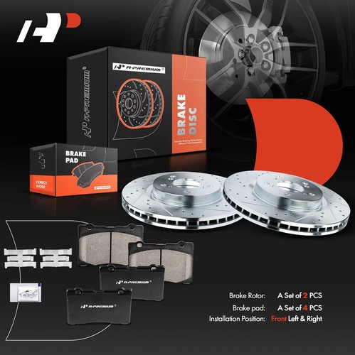 Rotor de freno perforado y pastilla de freno delantera para Acura RL 2005 2006-2012 V6 3,5 L 3,7 L - Imagen 8 de 9