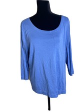 j jill perfect pima 3/4 sleeve seamed tee XL blue comfy