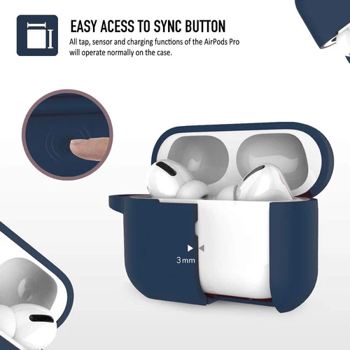 Cubierta de revestimiento de silicona TPU a prueba de golpes con llavero/con correa para Apple Air Pod 1/2/3/4 - Imagen 2 de 19