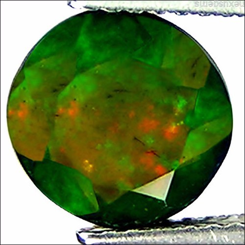Piedra preciosa de ópalo facetado negro etíope natural de 1,48 quilates corte redondo multicolor - Imagen 4 de 5
