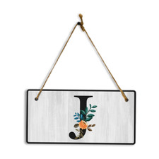 J Flower Decor 5x10 Hanging Wall or Door Sign  Alphabet Letter Room Decoration