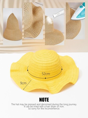 NWT YOUNG GIRLS 4-7 COLORFUL FLOPPY STRAW HAT Choice YELLOW or MULTICOLOR STRIPE - Picture 9 of 11