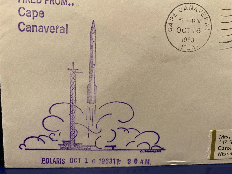 EARLY SPACE COVER POLARIS MISSLE FIRING FROM CAPE CANAVERAL, FLA OCT 16, 1963 - Image 3 of 4