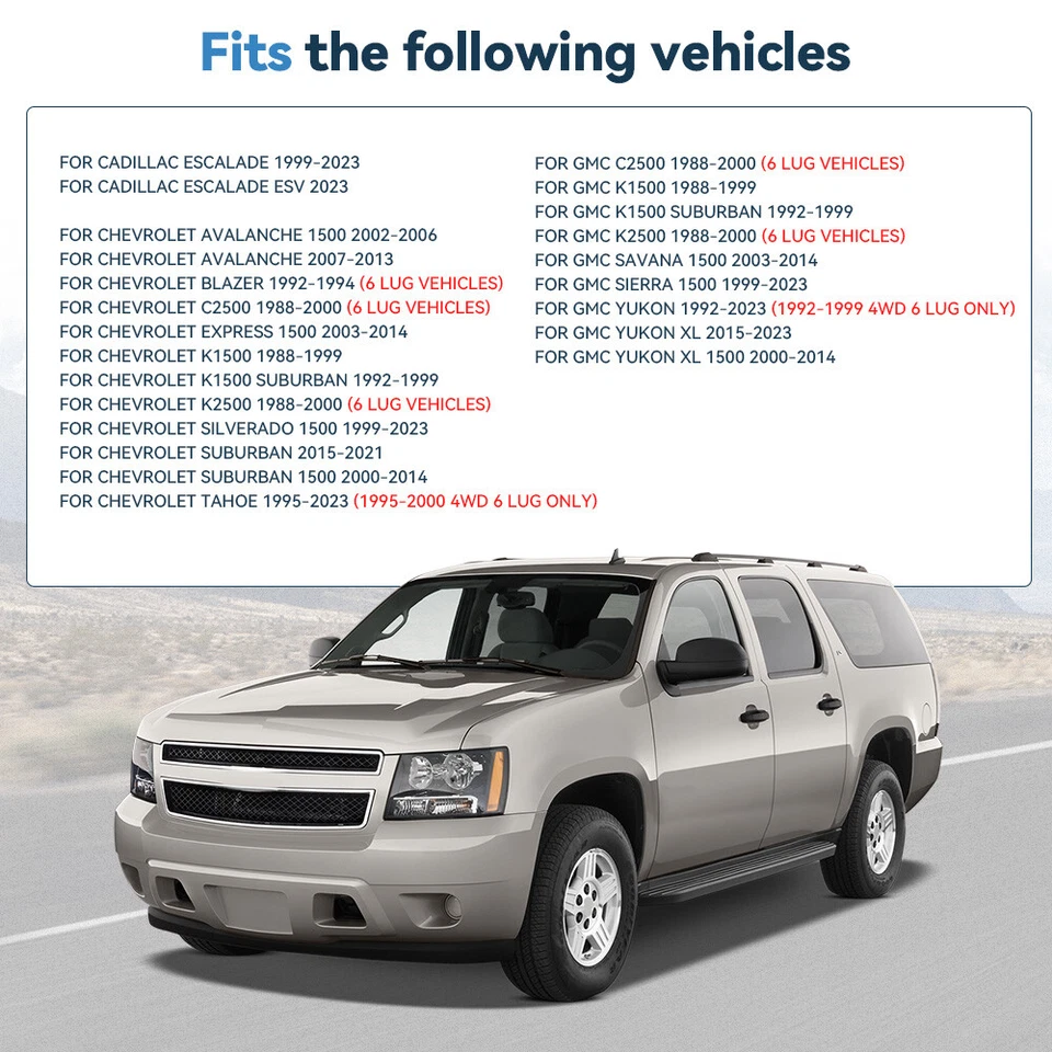 Espaçadores de roda central cubo 2 peças 1" 6x5,5 para Chevy Silverado Sierra 1500 1999-2025 - Imagem 3 de 4