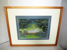 Vintage Modern Abstract UNUSUAL FLOATING Animated LANDSCAPE PAINTING - SIGNED