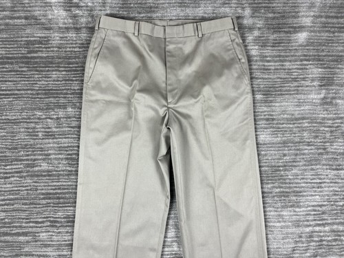 Lands End Pants Mens 36 Beige Classic Twill Flat Front Chino Made in USA - Picture 2 of 11