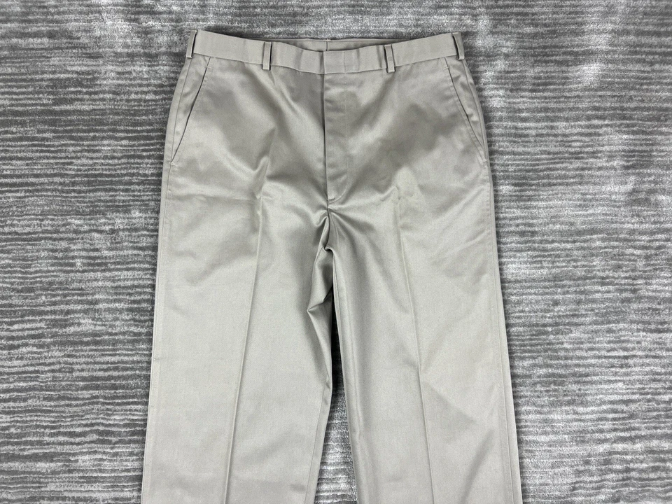 Lands End Pants Mens 36 Beige Classic Twill Flat Front Chino Made in USA - Image 2 of 4