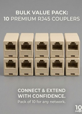 10 - Pack NEW Cat5e CAT5 RJ45 Inline Ethernet Network Patch Cable Coupler, 8P8C