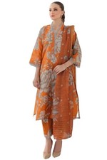 GoSriKi Women's Rayon Viscose Printed Straight Kurta with Pant Dupatta