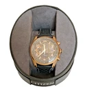 Citizen Eco Drive Rose Gold Chronograpgh Black Leather Strap Watch CA0363-09H