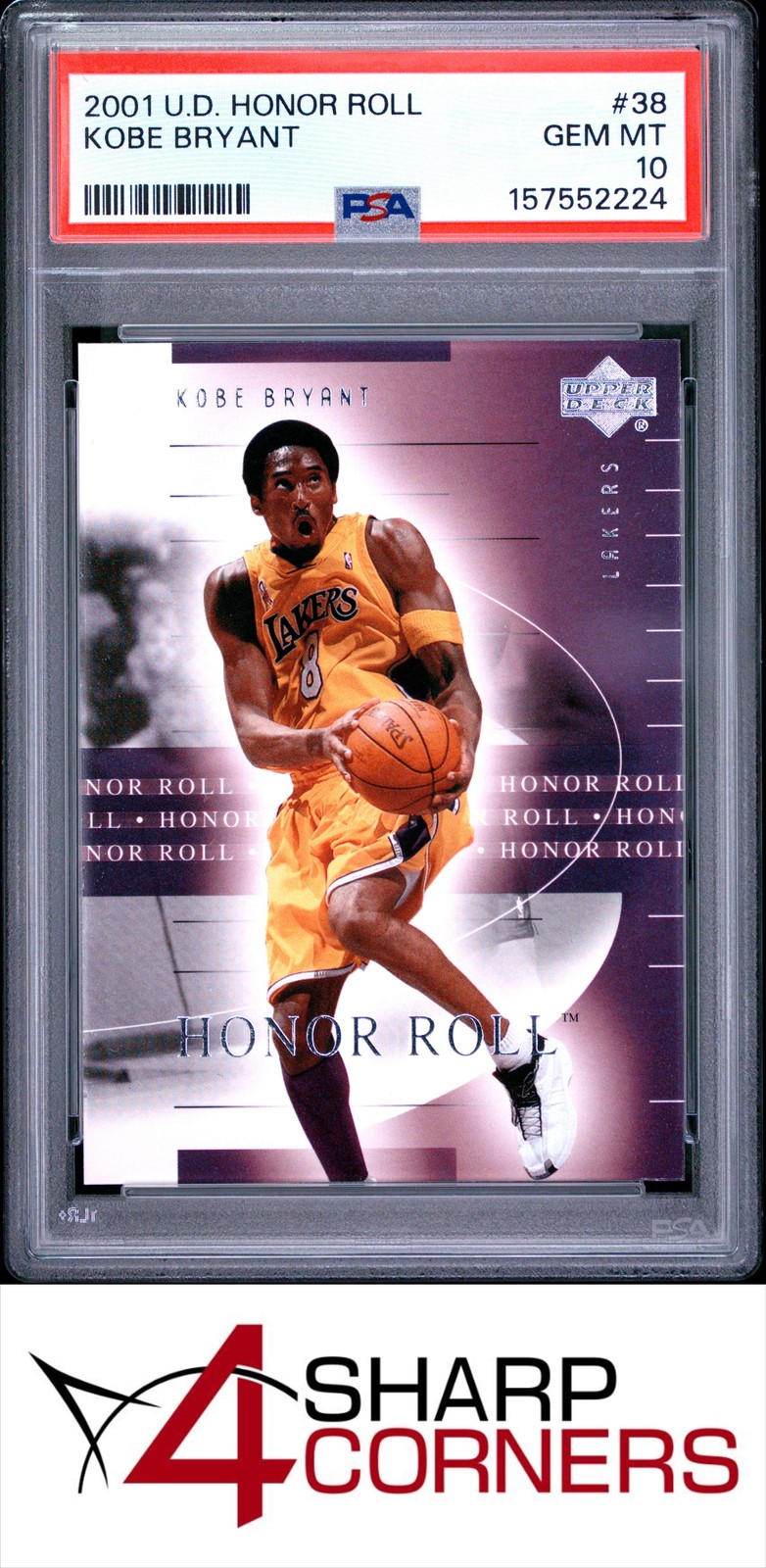 2001 UPPER DECK HONOR ROLL #38 KOBE BRYANT LAKERS HOF PSA 10 view 1