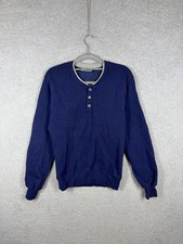 Vintage L.L.Bean Russell Athletic Mens XS Henley Sweatshirt Made in USA Blue