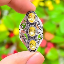 Citrine Gemstone Handmade 925 Sterling Silver Jewelry Ring Size 9 For Her T507