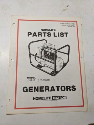 #ad HOMELITE PARTS LIST BOOK CATALOG MANUAL GENERATORS 170R18 UT 03634 17927 $12.99