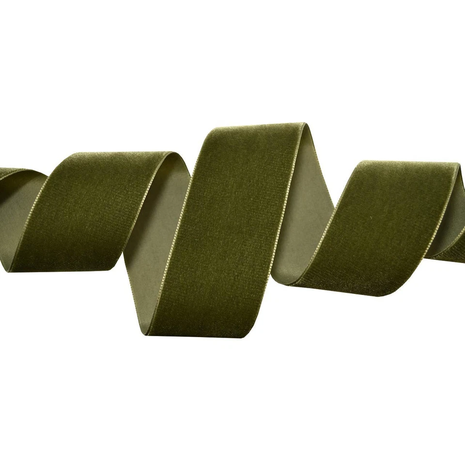 012 Nylvalour Velvet Ribbon - Deep Sage, 2" x 11 yd - Image 3 of 4