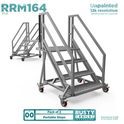 RRM164 rostige Schienen Spurweite OO tragbare Stufen - unbemalt 3D-Druck