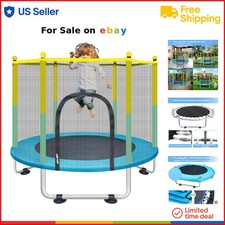 Indoor Kids Trampoline Alloy Steel 55 Inch Safe Enclosure Bounce Play