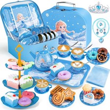 Tea Party Set for Little Girls, 49PCS Princess Tea Time Toys Including Teaset De