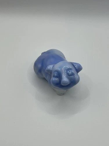 Fenton Blue Slag Pig Figurine True Blue Friends Collection Scarce 3”