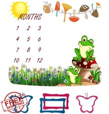 FHZON Frog Baby Milestone Blanket Meadow Mushroom Photo Prop