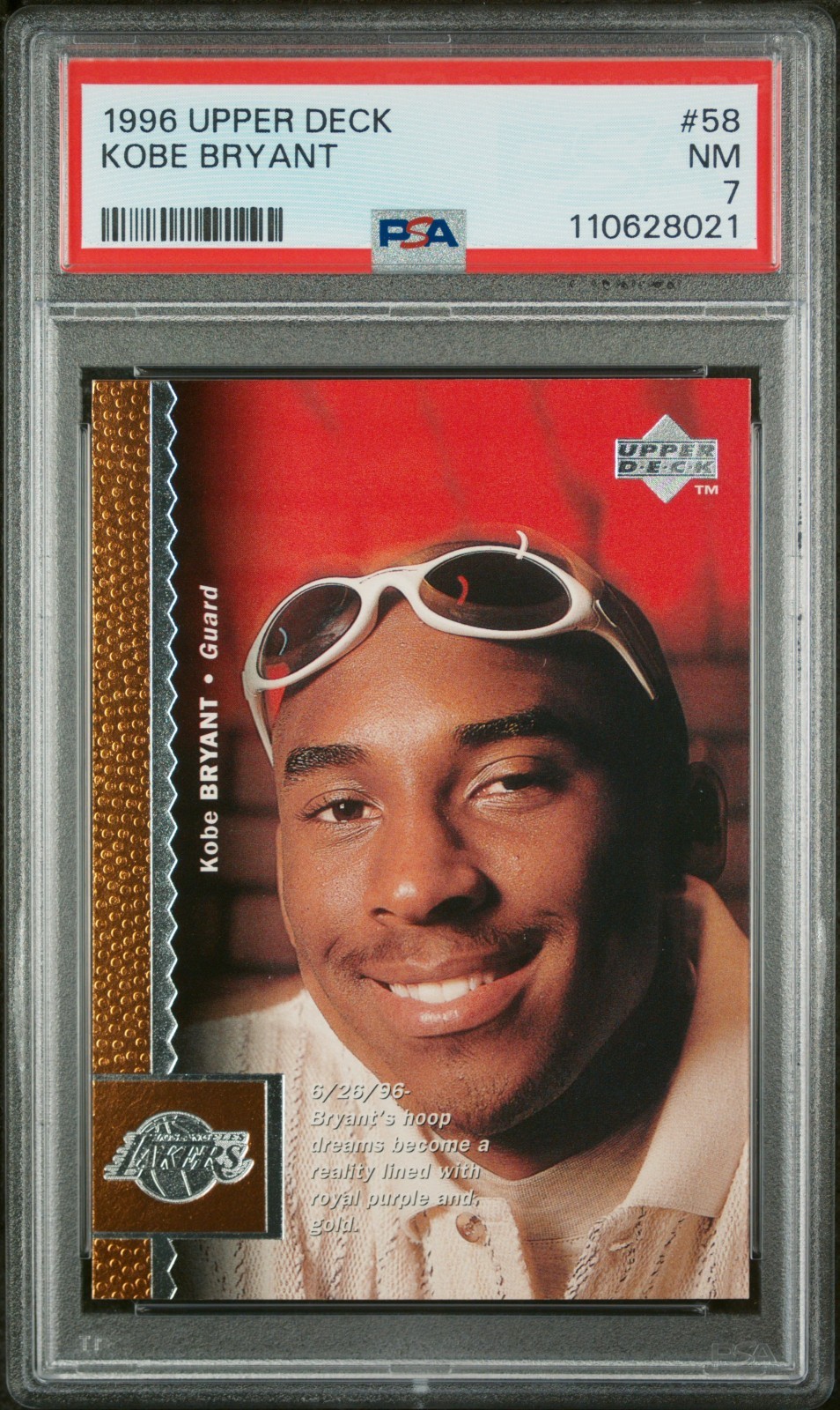 1996-97 Upper Deck Kobe Bryant #58 RC HOF PSA 7 NM LA Lakers