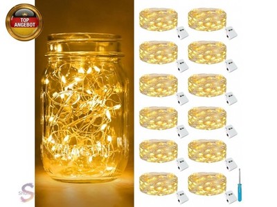 12 Stück/3 Modi LED Lichterkette Batterie Klein, 2M 20LED Lichterkette mit