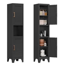 Pantry Cupboard, Kitchen Pantry Storage Cabinet with 2 Doors & Adjustable Shelf