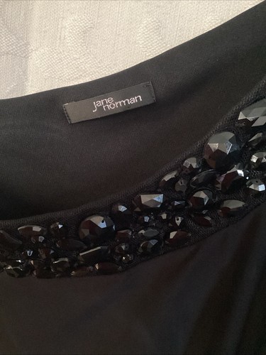 Jane Norman Black One Shoulder Draped Rhinestone Detail Cocktail Dress 8 - Picture 5 of 9