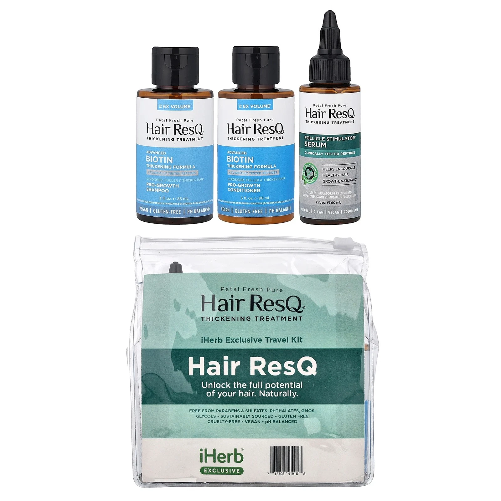 Hair ResQ®, Thickening Treatment, iHerb® Exclusive Travel Kit, 4 Piece Kit