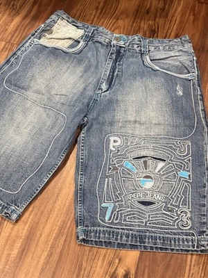 Vintage Pepe Jeans Jorts Mens 42 Baggy Denim Cargo Shorts Y2K Streetwear Blue - Image 1 of 4