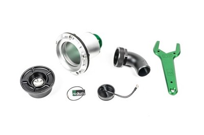 Radium Engineering Remote Mount SVF Swing Valve Filler 1.5in Elbow