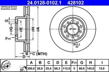 2x Ate 24.0128-0102.1 Bremsscheibe für MERCEDES-BENZ