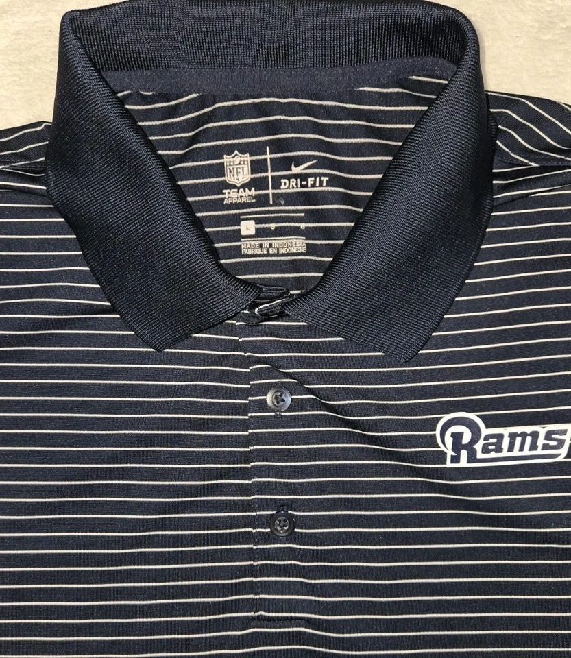 Los Angeles Rams Nike DriFit Pin Camisa Polo a Rayas Para Hombre Grande Azul Blanco Foto 3 de 4