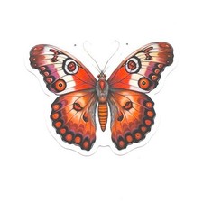 Crimson Peacock Butterfly Vinyl Sticker Vintage Orange Insect Journal Laptop