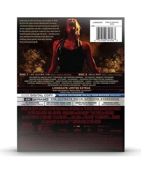 [PREORDER RESTOCK SOON] Lionsgate Limited THE DESCENT 4K UHD + Blu-ray Steelbook - Imagen 4 de 4