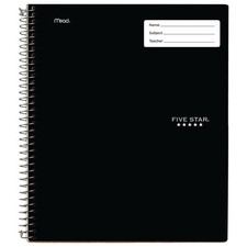 Five Star 1-Subject College Ruled Spiral Notebook, 100 Sheets, 11"x8.5", Color