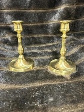 Old new stock Pair solid brass candle holder 6 inch made in England  1940’s