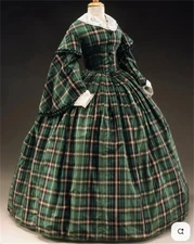 Victorian Christmas Plaid Dress Civil War Southern Belle Evening Dress Ball Gown