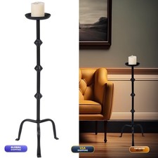 Mumufy 32 in Metal Candlestick Floor Candleholder Candelabra Black