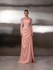 Customized Bridesmaid Dresses Jewel Sheath Floor length Formal Evening Gown