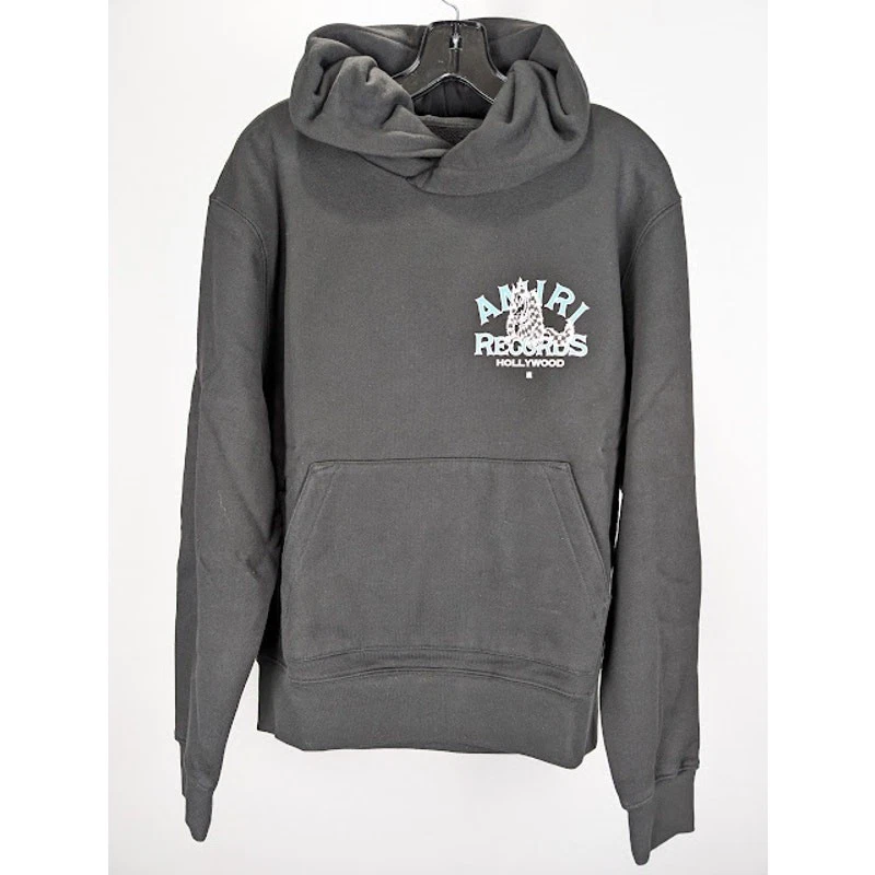 Felpa con cappuccio Amiri Records Wolf nera nuova con etichetta S