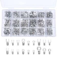 Crimp Terminal Kit 600 Pcs Ring Fork 22-10 AWG Non-Insulated