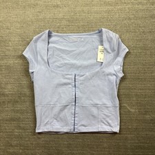 Abercrombie Fitch Cropped Top Women S Light Blue Corset Scoop Neck Basics